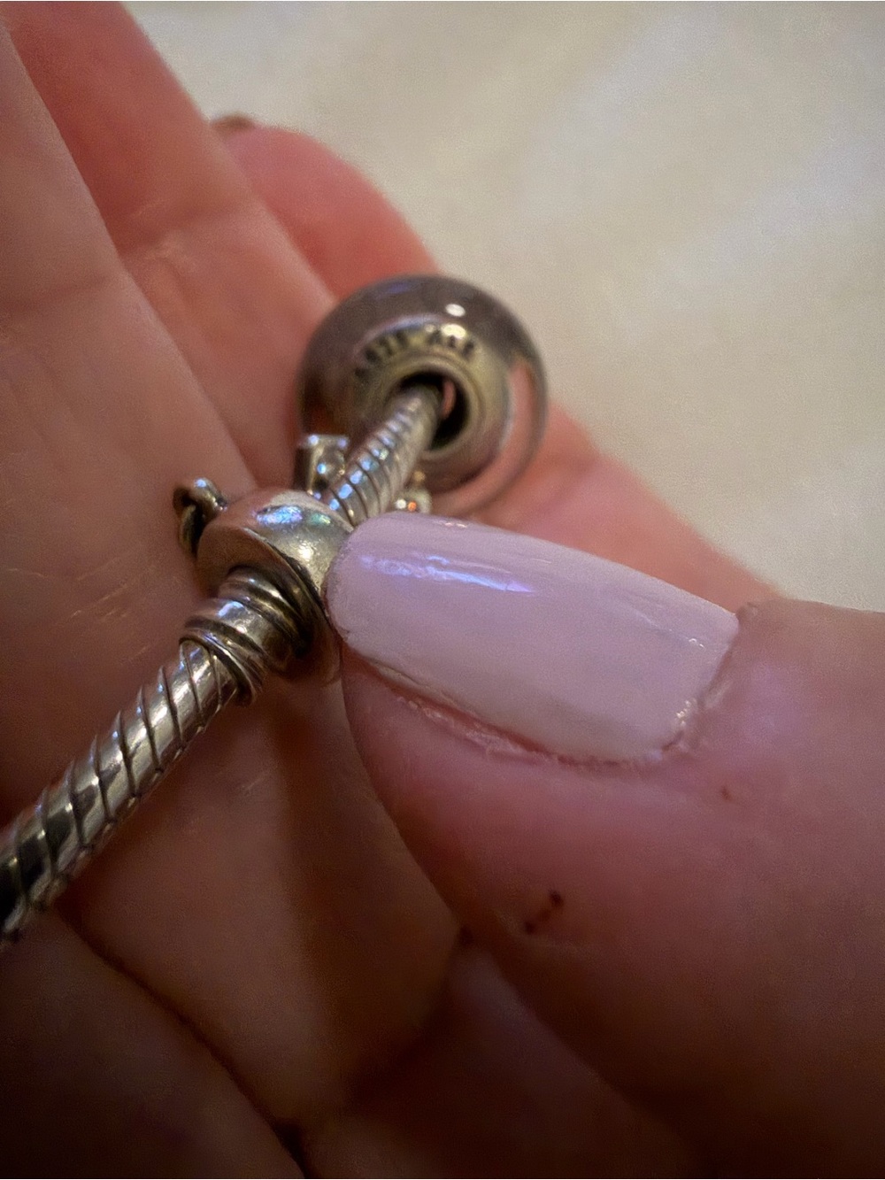 Pandora Sterling Silver Bracelet with Pink and Mauve Murano Glass and Charms - Picture 6 of 11